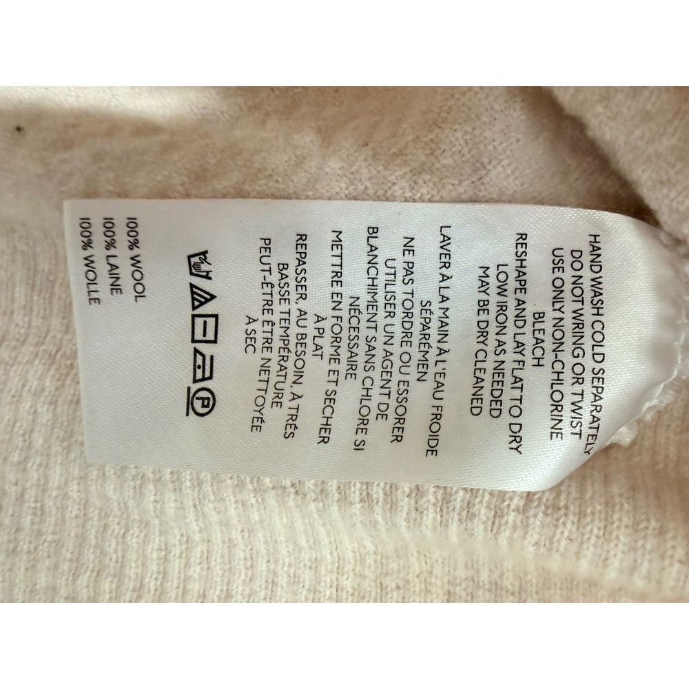Pilcro Cardigan Sweater Small Oatmeal Wool V-Neck Minimalist Quiet Luxury - Picture 7 of 7